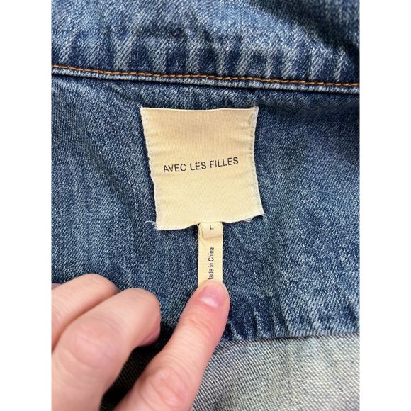 Avec Les Filles "Follow Me" Denim Jean Jacket SZ Large - Picture 10 of 12
